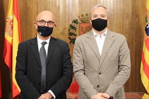 Meeting between Raúl Compés, director of CIHEAM Zaragoza, and Jorge Azcón