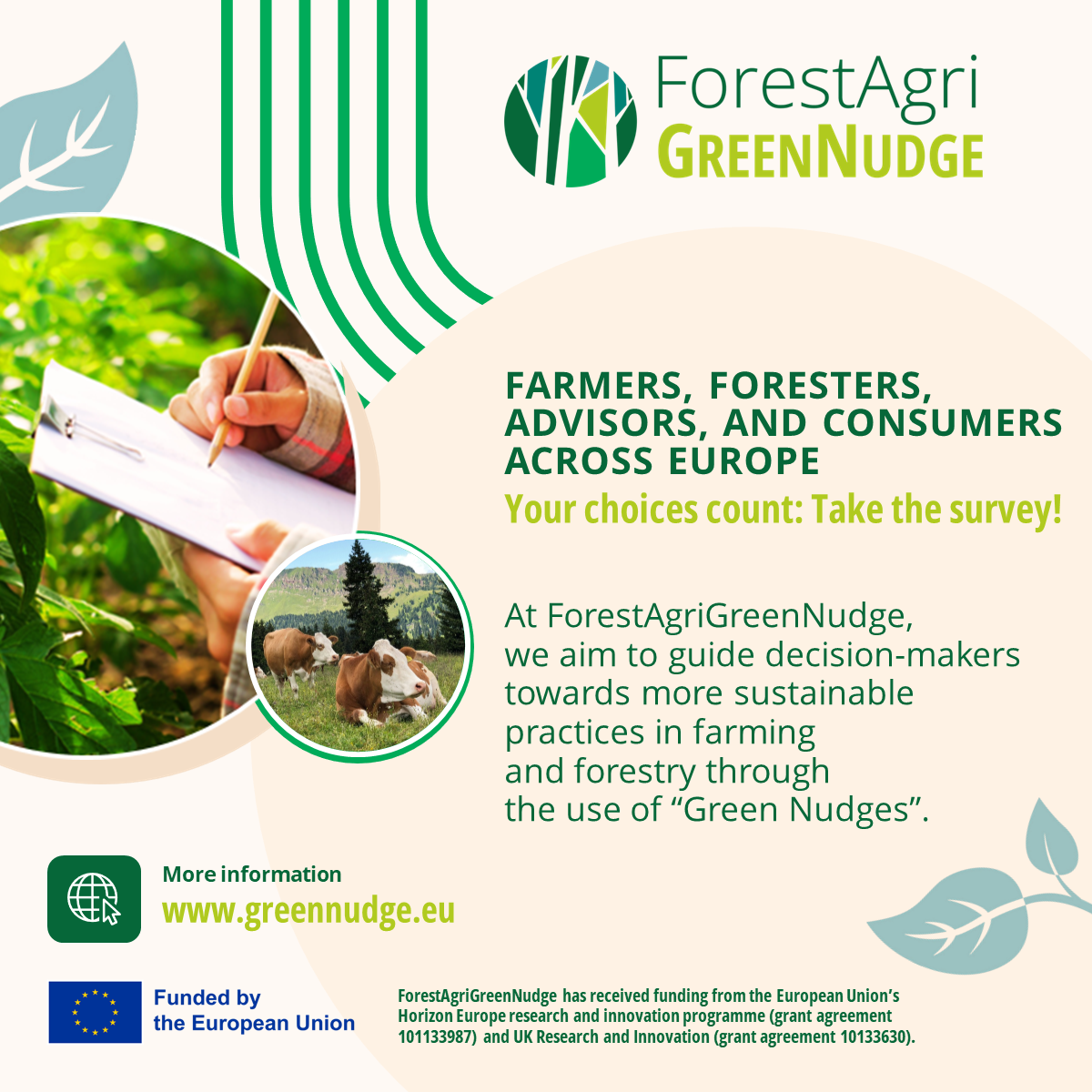 Agricultura y silvicultura: Participa en la encuesta paneuropea del proyecto ‘ForestAgriGreenNudge’ sobre sostenibilidad